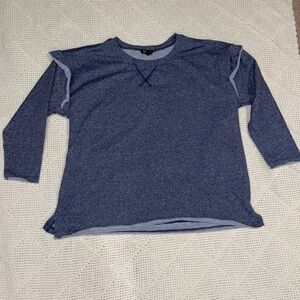Jessica Simpson Navy Heather Sweatshirt Ruffle Sleeve Raw Split Hem Size 1X
